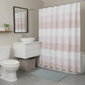 72" White And Pink Striped Shower Curtain
