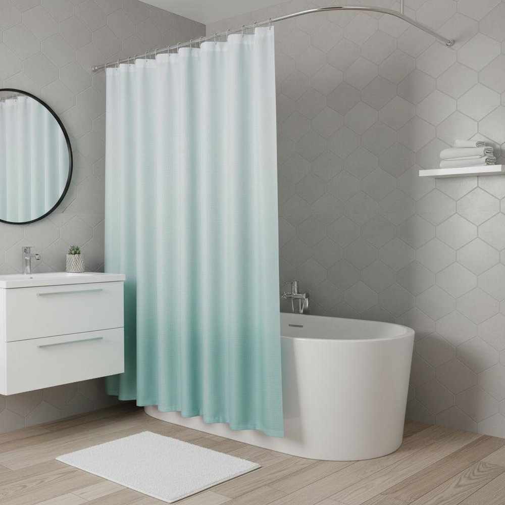 72" White And Sea Green Ombre Shower Curtain