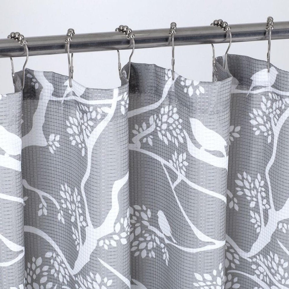 72" Gray And White Bird Shower Curtain