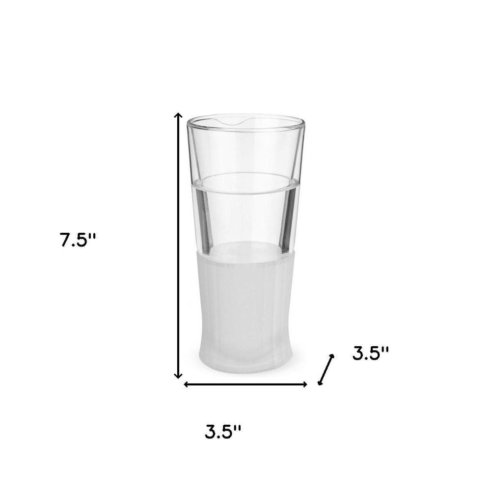 Set of Two Clear Crystal Glass Narrowing Shape Stemless Pint Glass on a white background