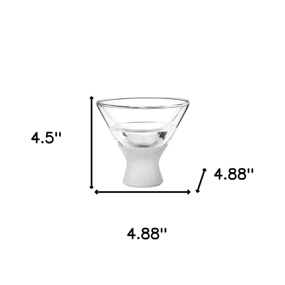 Set of Two Clear Crystal Glass Conical Shape Stemless Martini Glass on a white background