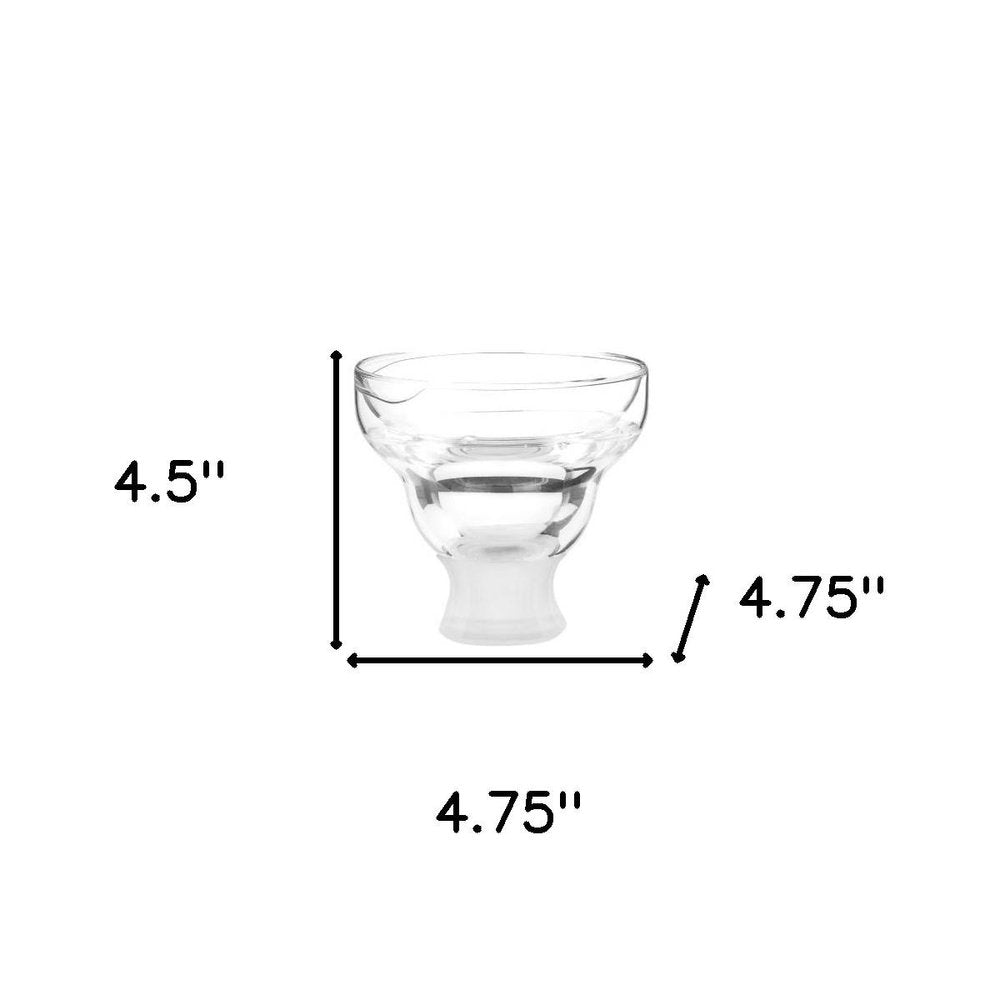 Set of Two Clear Crystal Glass Unique Shape Stemless Margarita Glass on a white background