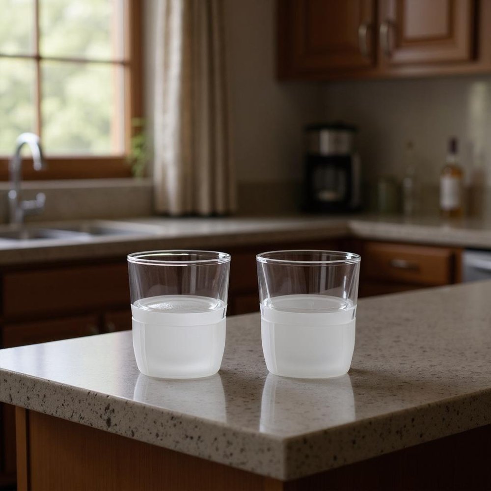 Set of Two Clear Crystal Glass Straight Shape Stemless Whiskey Glass