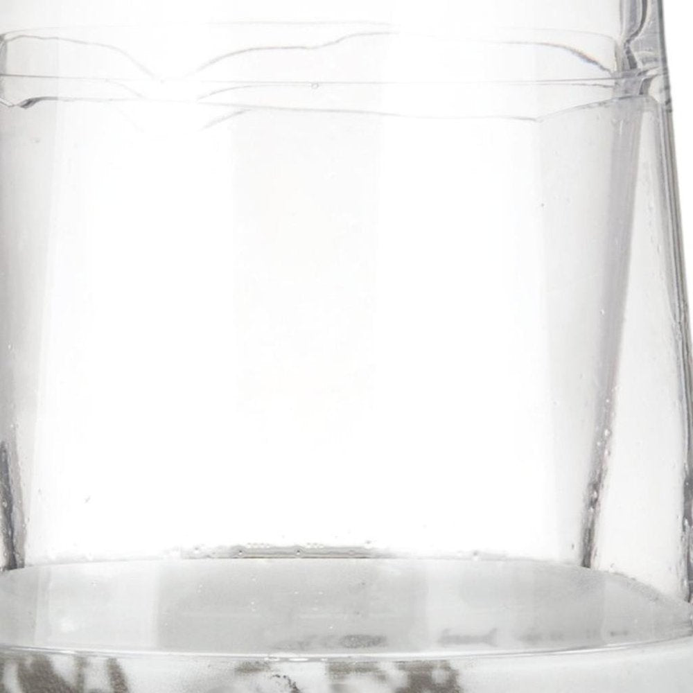 Set of Two Clear White And Black Plastic Angular Shape Stemless All Purpose Wine Glass on a white background