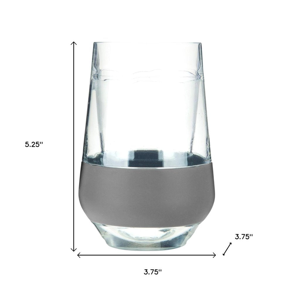Set of Two Clear And Gray Plastic Convex Curve Shape Stemless All Purpose Wine Glass on a white background