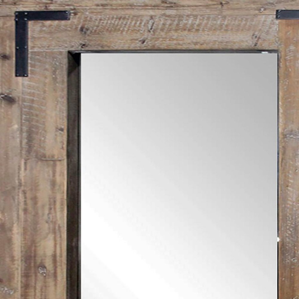 75" Brown Wood Framed Leaning Accent Mirror