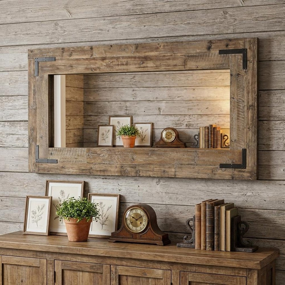 75" Brown Wood Framed Leaning Accent Mirror