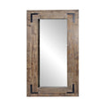 75" Brown Wood Framed Leaning Accent Mirror on a white background