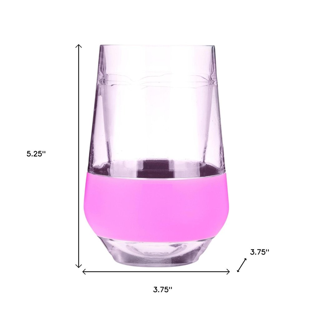 Set of Two Clear And Blush Plastic Angular Shape Stemless All Purpose Wine Glass on a white background
