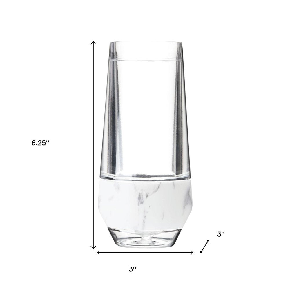 Set of Two Clear And White Plastic Angular Shape Stemless White Wine Glass on a white background