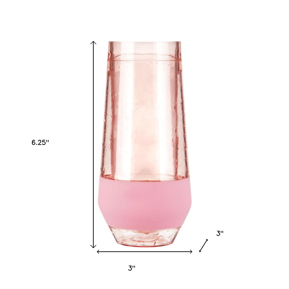 Set of Two Blush Plastic Angular Shape Stemless White Wine Glass on a white background
