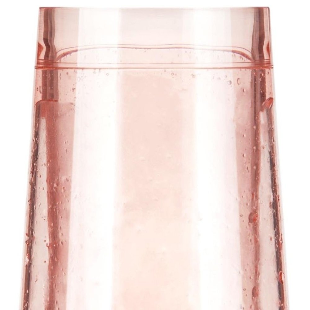 Set of Two Blush Plastic Angular Shape Stemless White Wine Glass on a white background