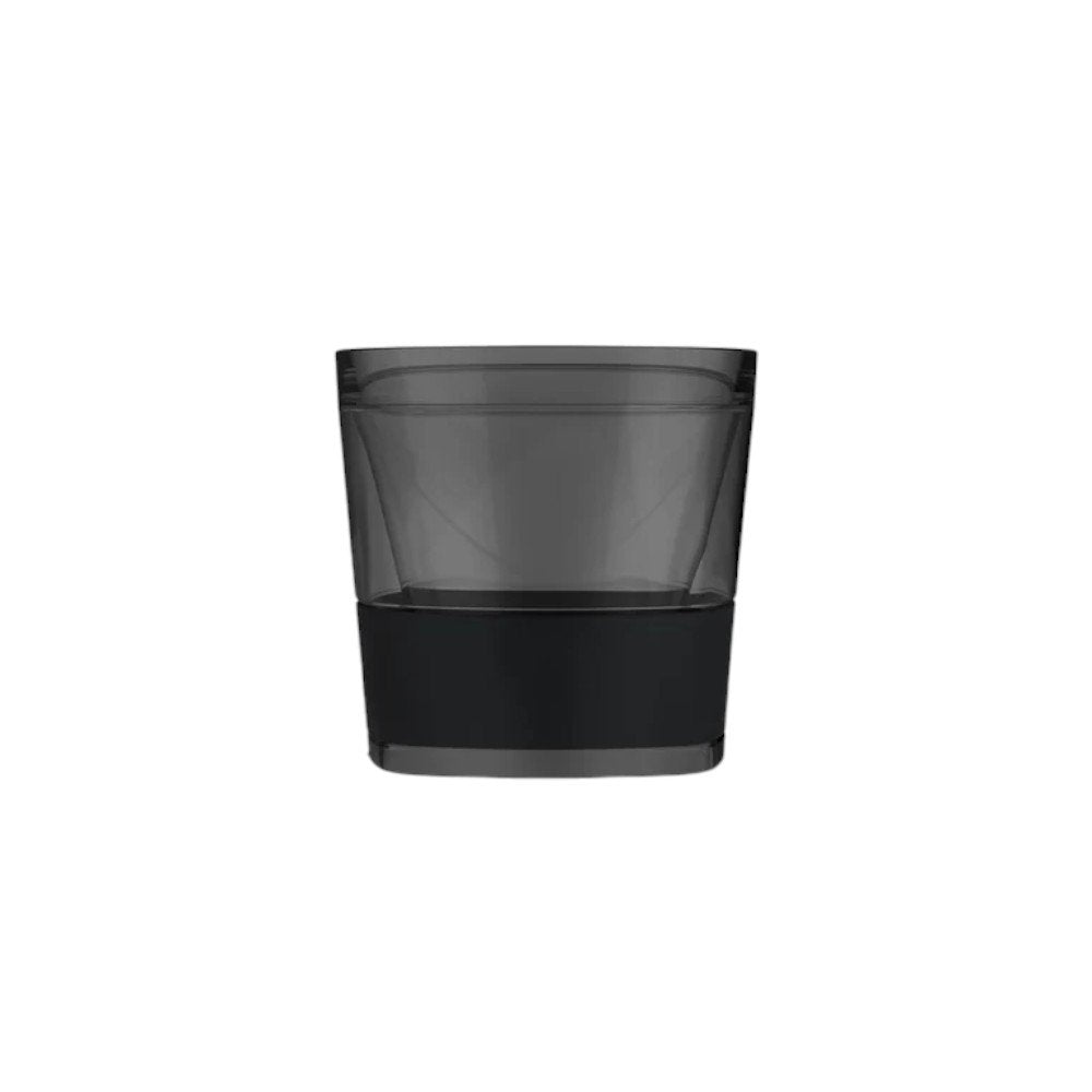 Set of Two Black Tritan Plastic Straight Shape Stemless Whiskey Glass on a white background