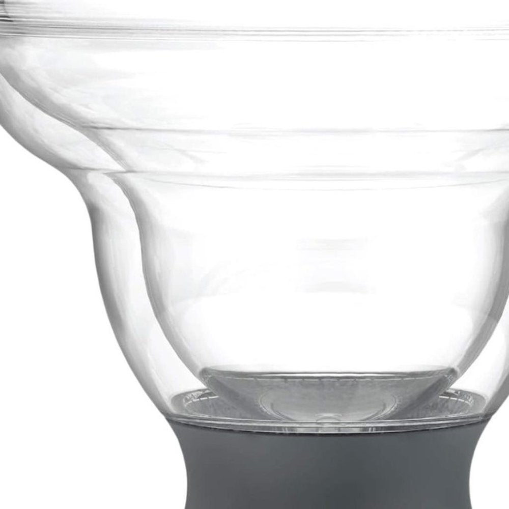 Set of Two Clear And Green Plastic Unique Shape Stemless Margarita Glass on a white background