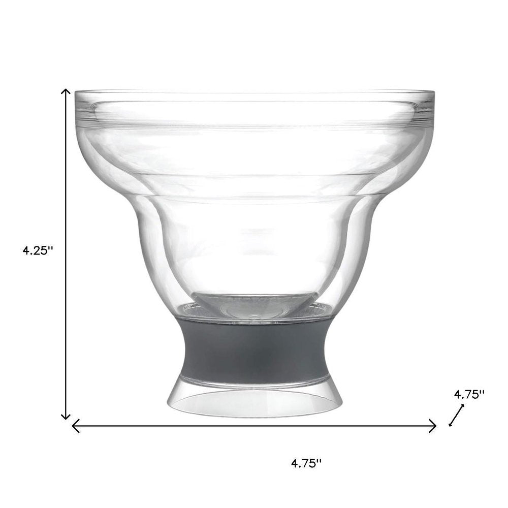 Set of Two Clear And Green Plastic Unique Shape Stemless Margarita Glass on a white background