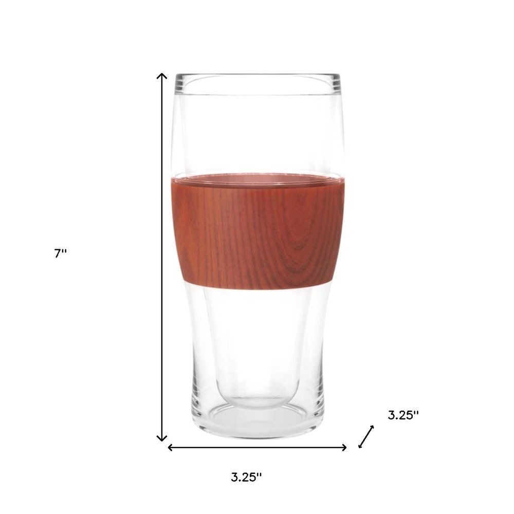 Set of Two Clear And Natural Tritan Plastic Unique Shape Stemless Pint Glass on a white background
