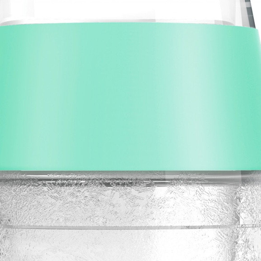 Set of Two Clear And Mint Green Tritan Plastic Convex Curve Shape Stemless All Purpose Wine Glass on a white background