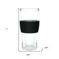Set of Two Clear And Black Tritan Plastic Narrowing Shape Stemless Pint Glass on a white background