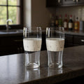 Set of Two Clear And White Tritan Plastic Unique Shape Stemless Pint Glass