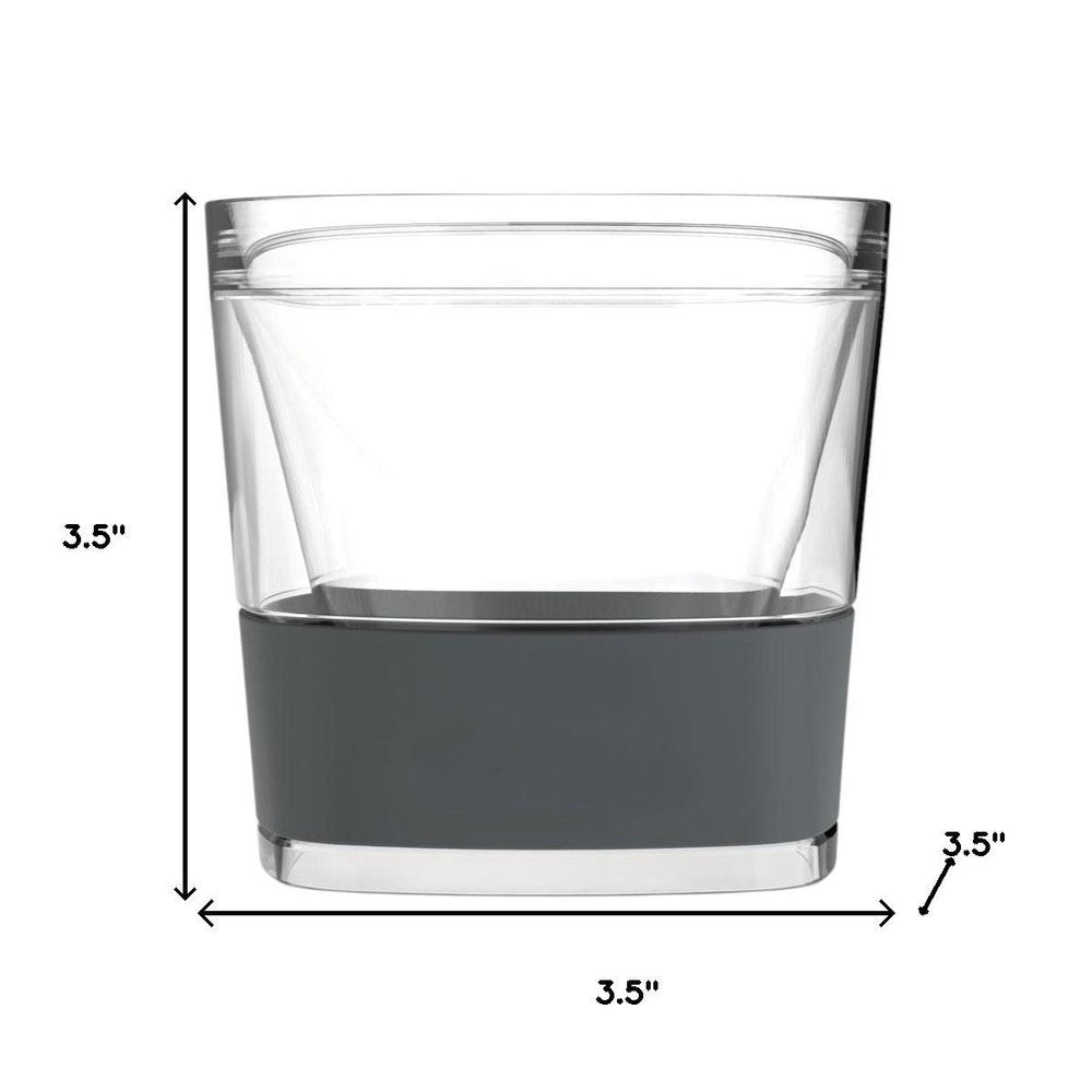 Set of Two Clear And Gray Tritan Plastic Straight Shape Stemless Whiskey Glass on a white background
