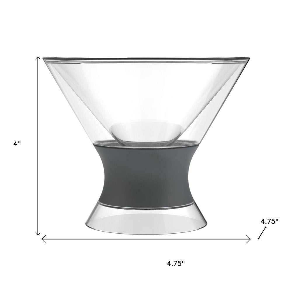 Set of Two Clear And Gray Tritan Plastic Conical Shape Stemless Martini Glass on a white background