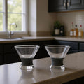 Set of Two Clear And Gray Tritan Plastic Conical Shape Stemless Martini Glass