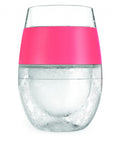 Set of Two Clear And Coral Tritan Plastic Convex Curve Shape Stemless All Purpose Wine Glass on a white background