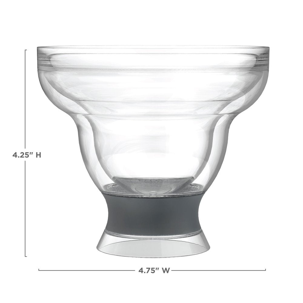 Set of Two Clear And Gray Tritan Plastic Unique Shape Stemless Margarita Glass on a white background