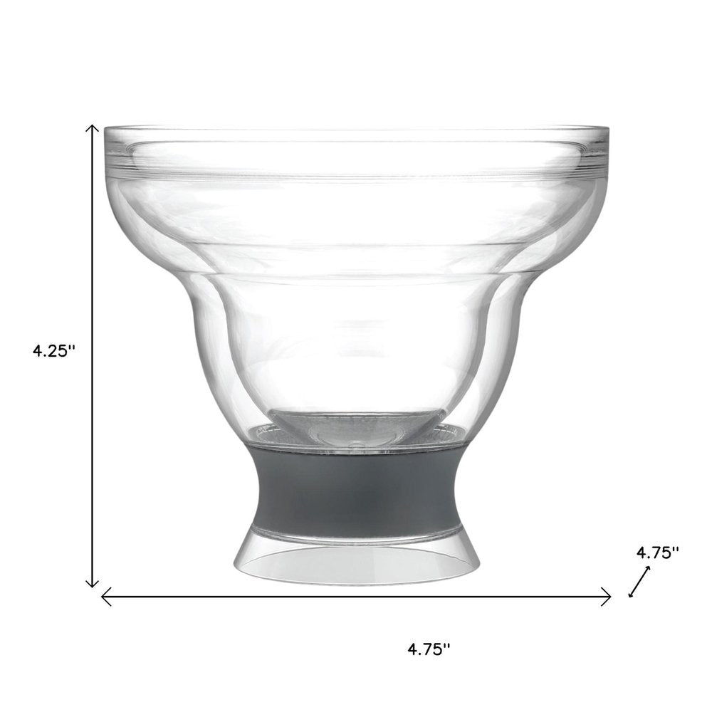 Set of Two Clear And Gray Tritan Plastic Unique Shape Stemless Margarita Glass on a white background