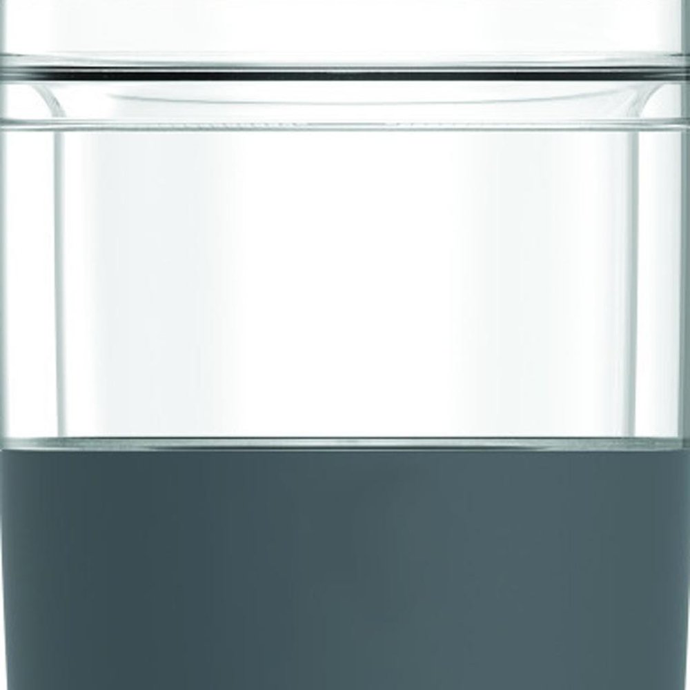 Set of Two Clear And Gray Plastic Straight Shape Stemless Drinking Glass
