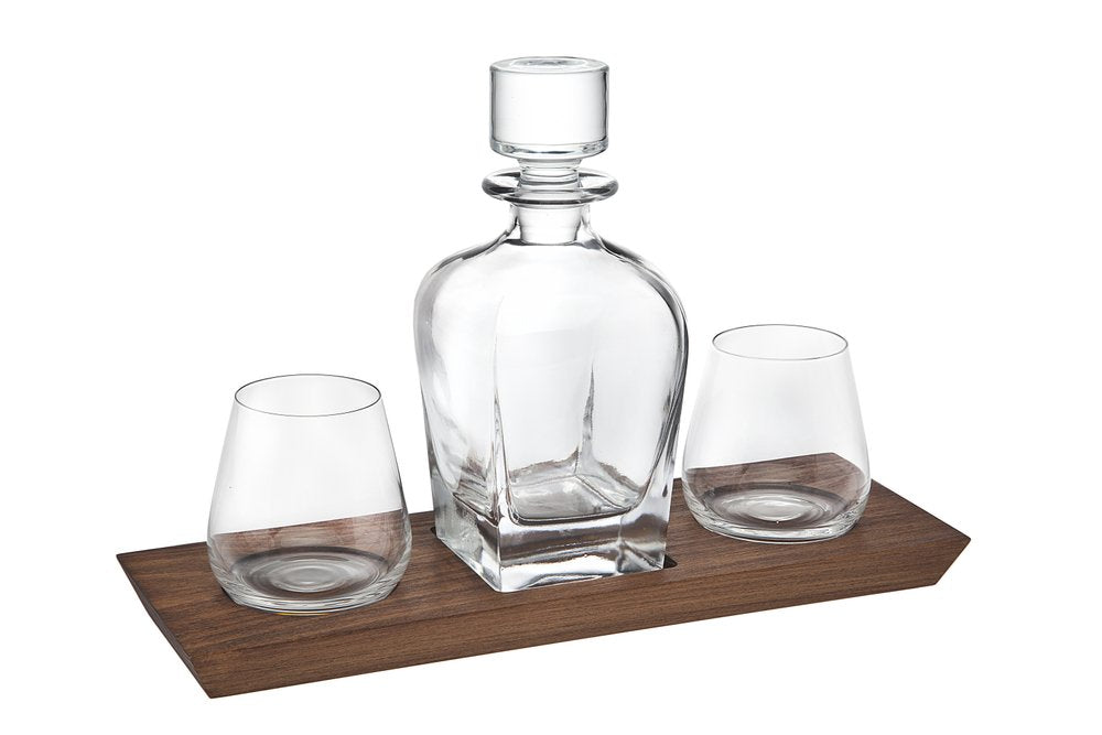 Set of Two Clear Crystal Straight Shape Stemless Whiskey Glass