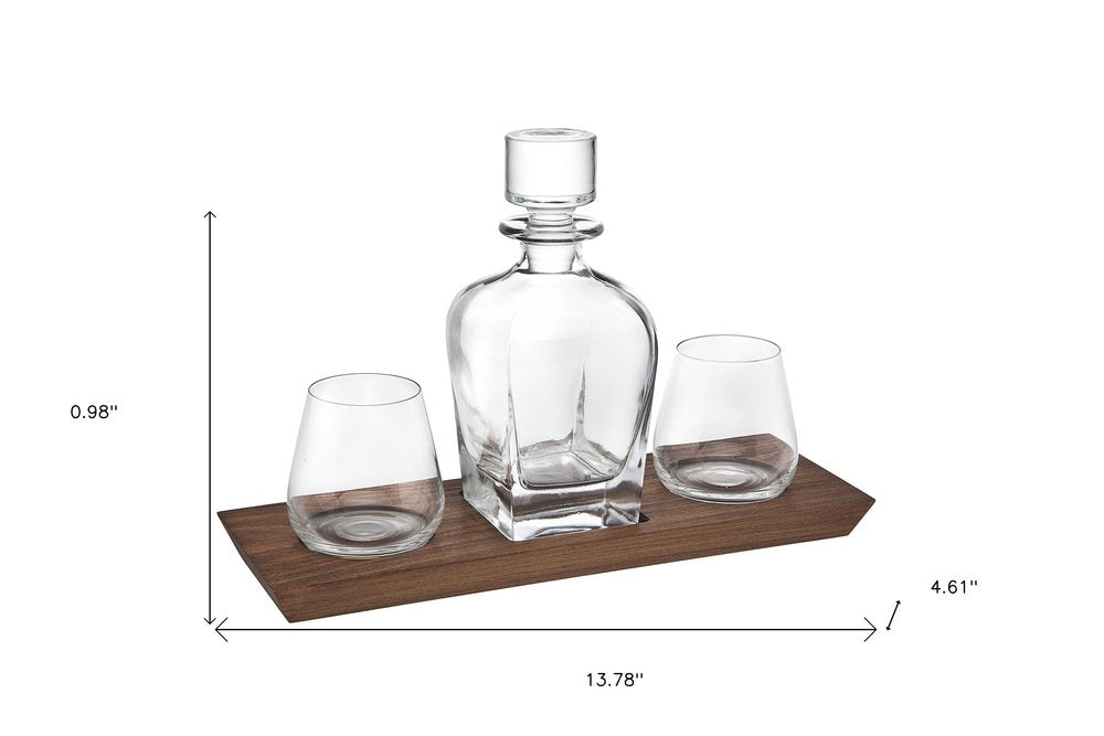Set of Two Clear Crystal Straight Shape Stemless Whiskey Glass