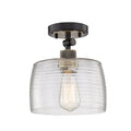 Gray Shaded Metal Dimmable Flush Chandelier With Clear Shades