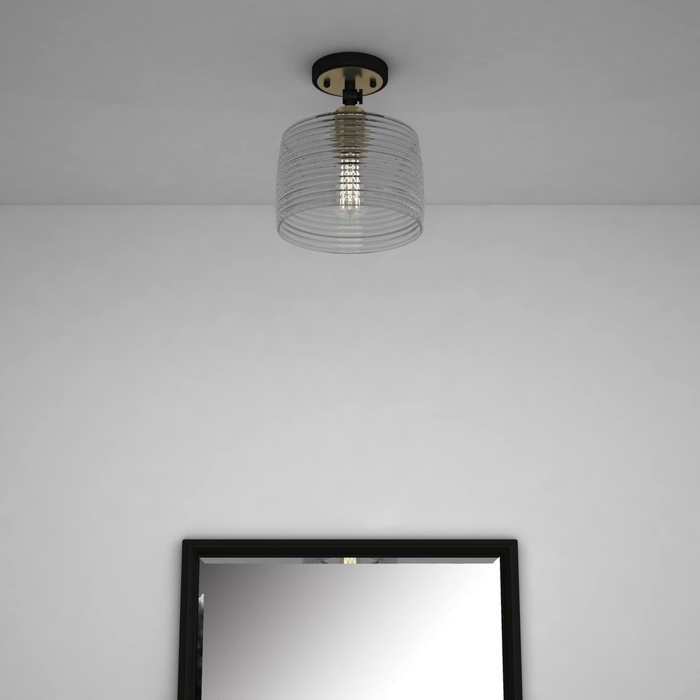 Gray Shaded Metal Dimmable Flush Chandelier With Clear Shades