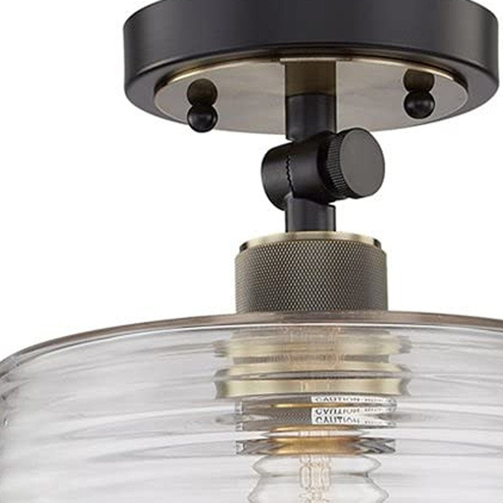 Gray Shaded Metal Dimmable Flush Chandelier With Clear Shades