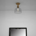 Gold Shaded Metal Dimmable Flush Chandelier With Clear Shades