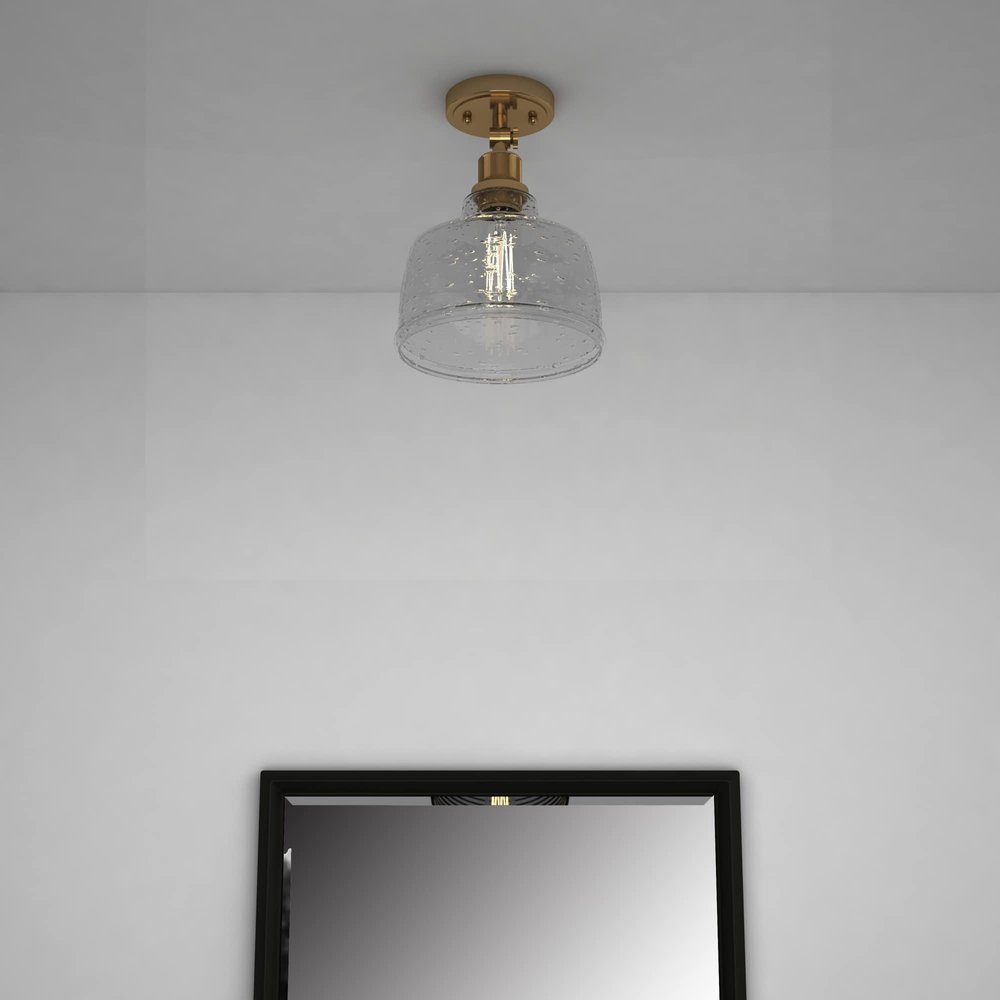 Gold Shaded Metal Dimmable Flush Chandelier With Clear Shades