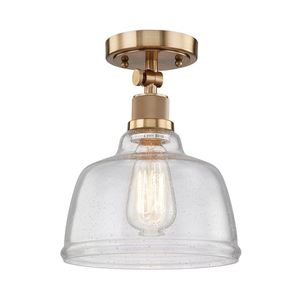 Gold Shaded Metal Dimmable Flush Chandelier With Clear Shades