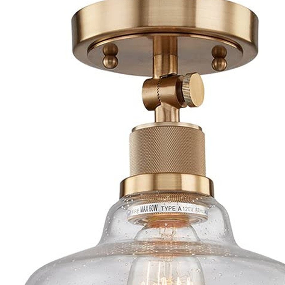 Gold Shaded Metal Dimmable Flush Chandelier With Clear Shades