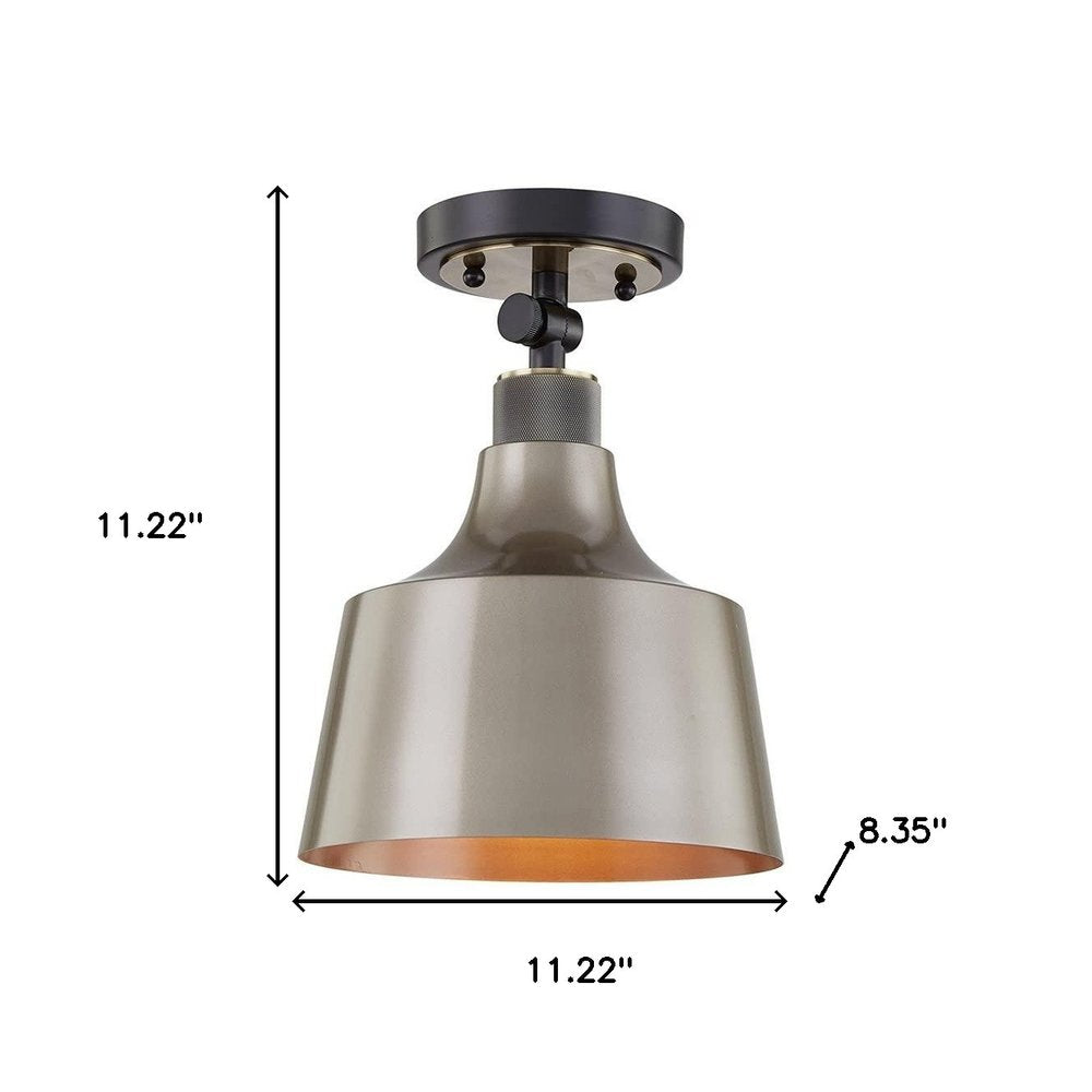 Gray Shaded Metal Dimmable Flush Chandelier With Gold Shades