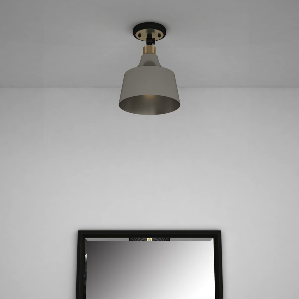 Gray Shaded Metal Dimmable Flush Chandelier With Gold Shades