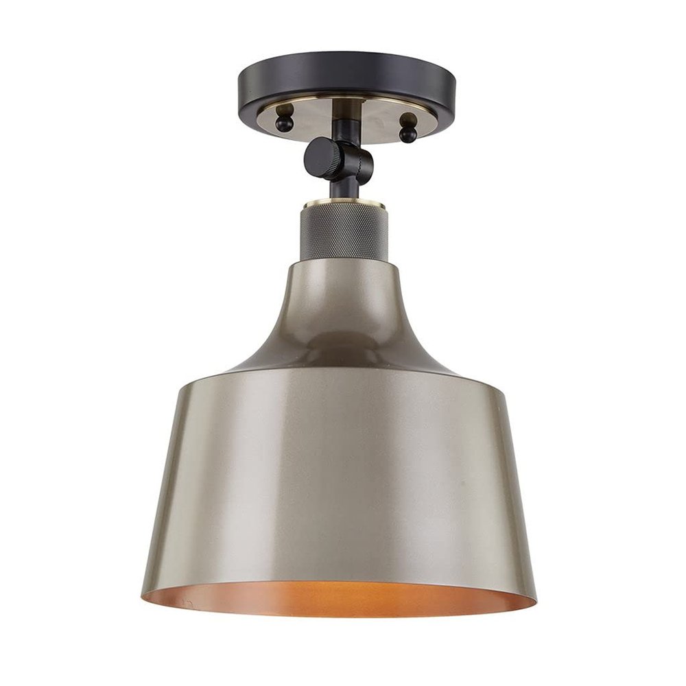 Gray Shaded Metal Dimmable Flush Chandelier With Gold Shades