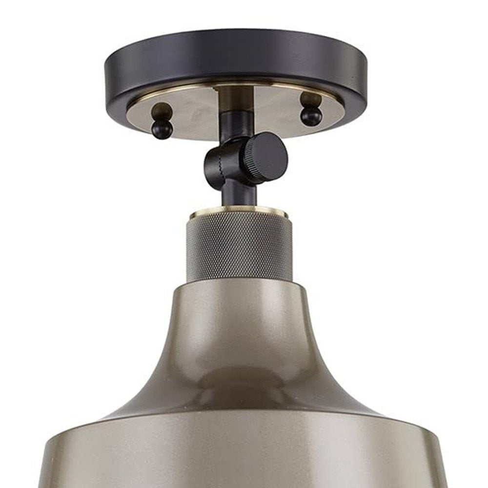 Gray Shaded Metal Dimmable Flush Chandelier With Gold Shades
