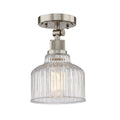 Nickel Shaded Metal Dimmable Flush Chandelier With Clear Shades