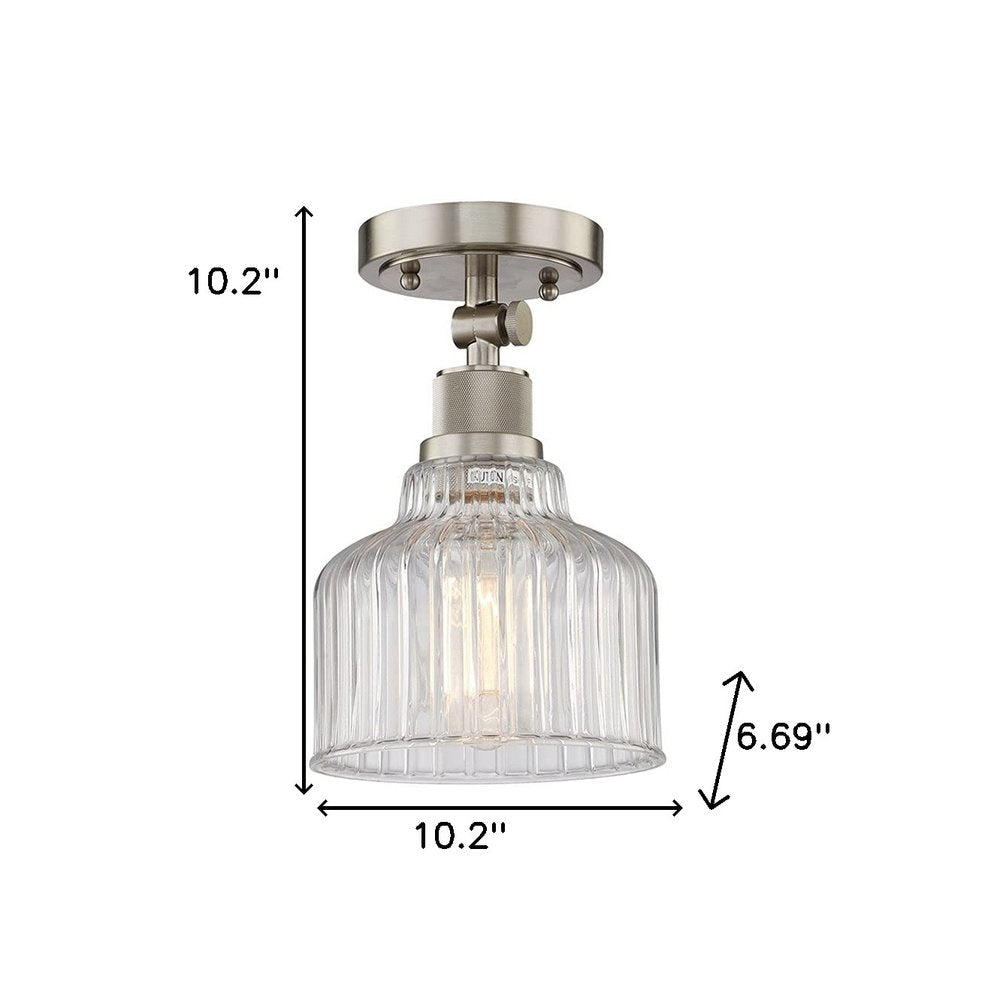 Nickel Shaded Metal Dimmable Flush Chandelier With Clear Shades