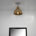 Nickel Shaded Metal Dimmable Flush Chandelier With Gold Shades