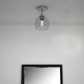 Nickel Shaded Metal Dimmable Flush Chandelier With Clear Shades