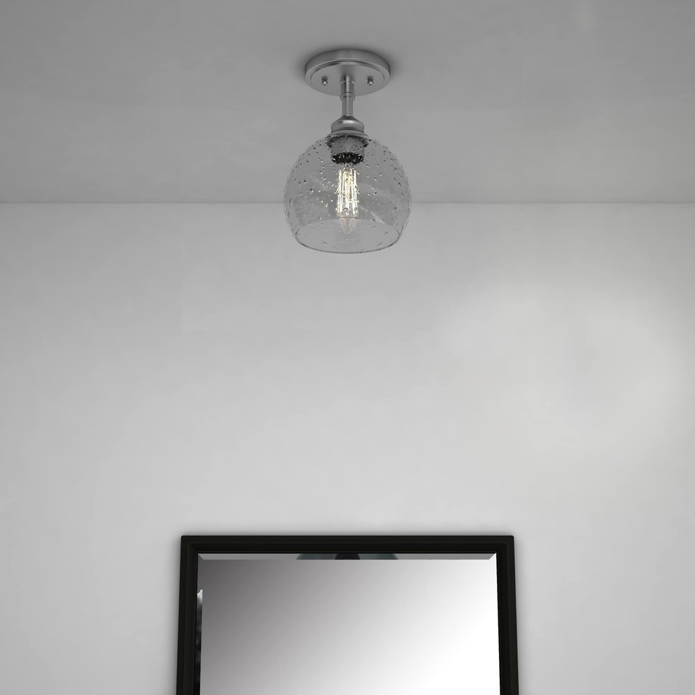 Nickel Shaded Metal Dimmable Flush Chandelier With Clear Shades