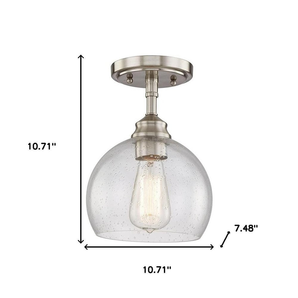 Nickel Shaded Metal Dimmable Flush Chandelier With Clear Shades