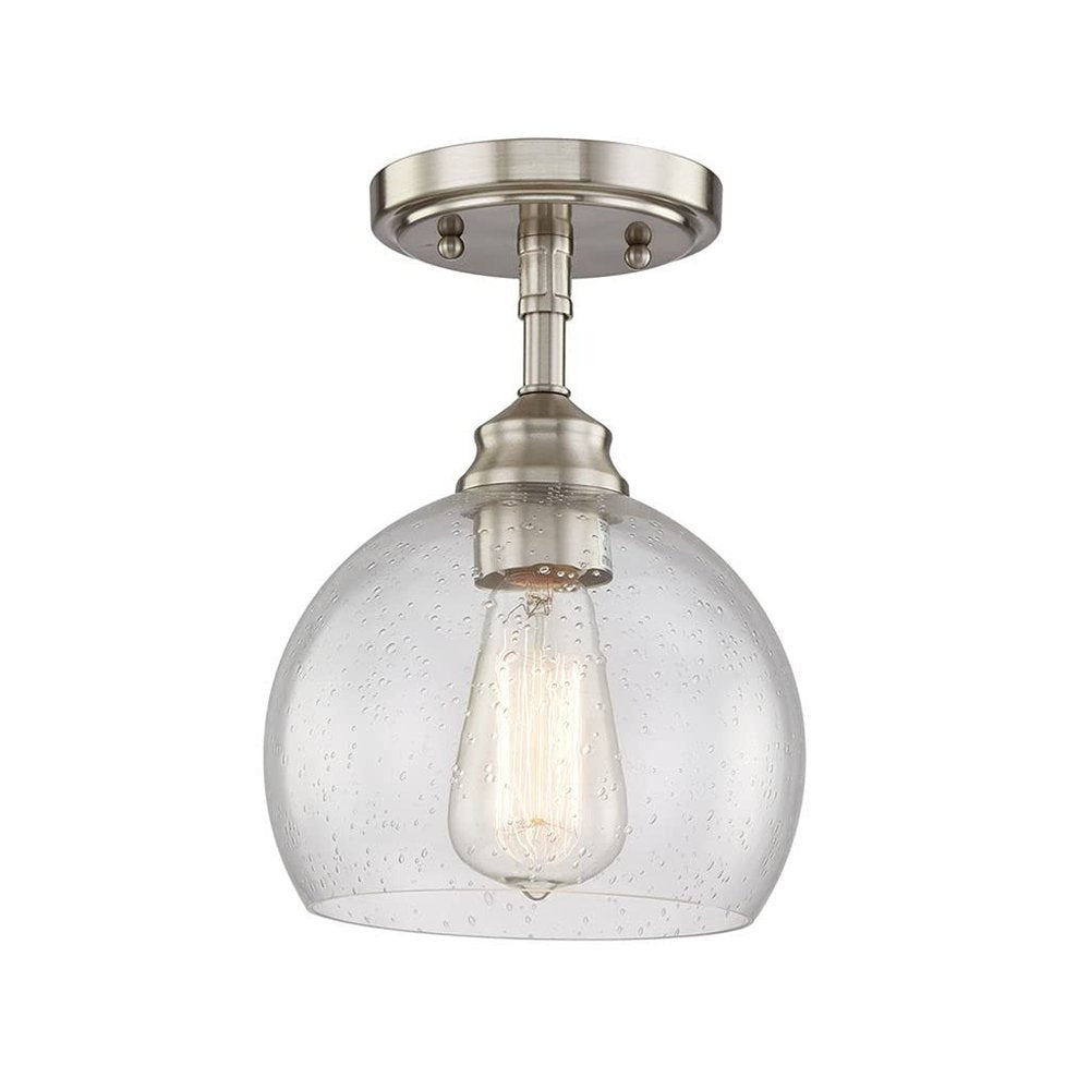 Nickel Shaded Metal Dimmable Flush Chandelier With Clear Shades